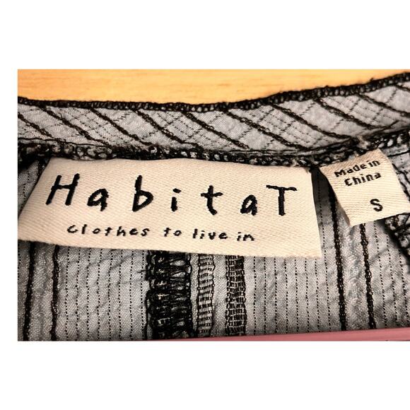 Habitat Clothes to Live In Women's Small Tunic Top Blue Black Hippie Boho - Picture 4 of 8